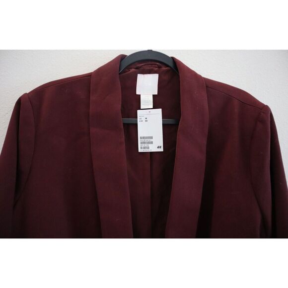 H&M Women's Sz 18 Dark Red/Burgundy Straight Cut Blazer Jacket - Picture 5 of 6